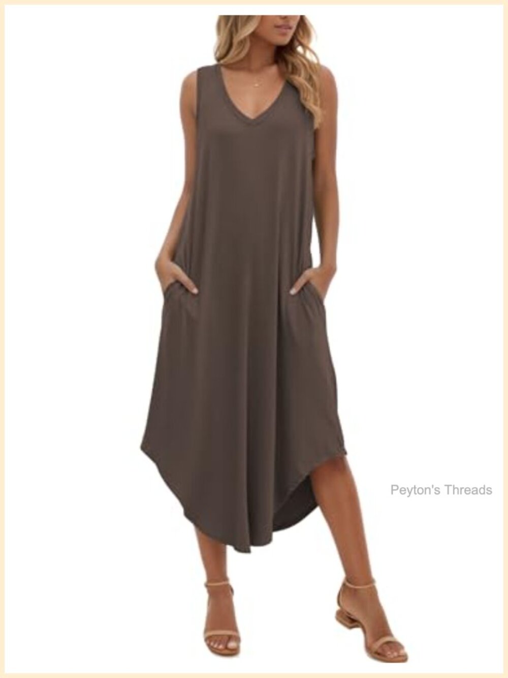 Women's Sleeveless Maxi Dress with Pockets, Rayon Spandex Sundress